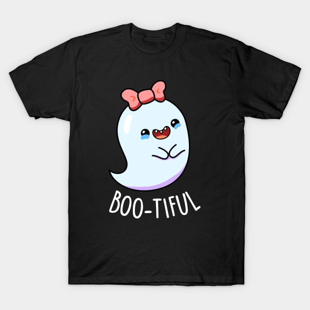 Boo-tiful Cute Girl Ghost Halloween Pun T-Shirt by punnybone